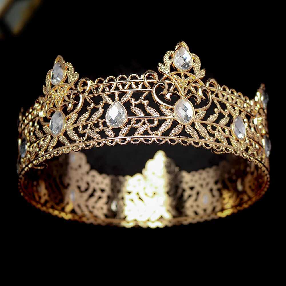 Round Wedding King Headwear Mens Rhinestone Royal Crown Hair Accessories Important Occasion Headwear Jewelry Accessories W241007