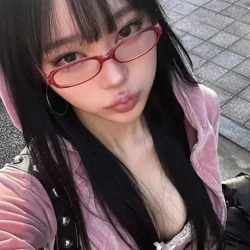 Y2K Retro Red Green Square Frame Glass Eyewear Women Anti-blue Light Goggles Eyeglasses Harajuku Reading Spectacle EyewearsX241008