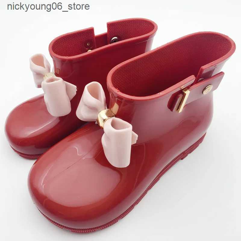 Boots Children Rain Boots Fashion Bow Metal Buckle Girls Boot Cute Toddler Infant Waterproof Shoes Kids Non-slip Water Shoes L240910