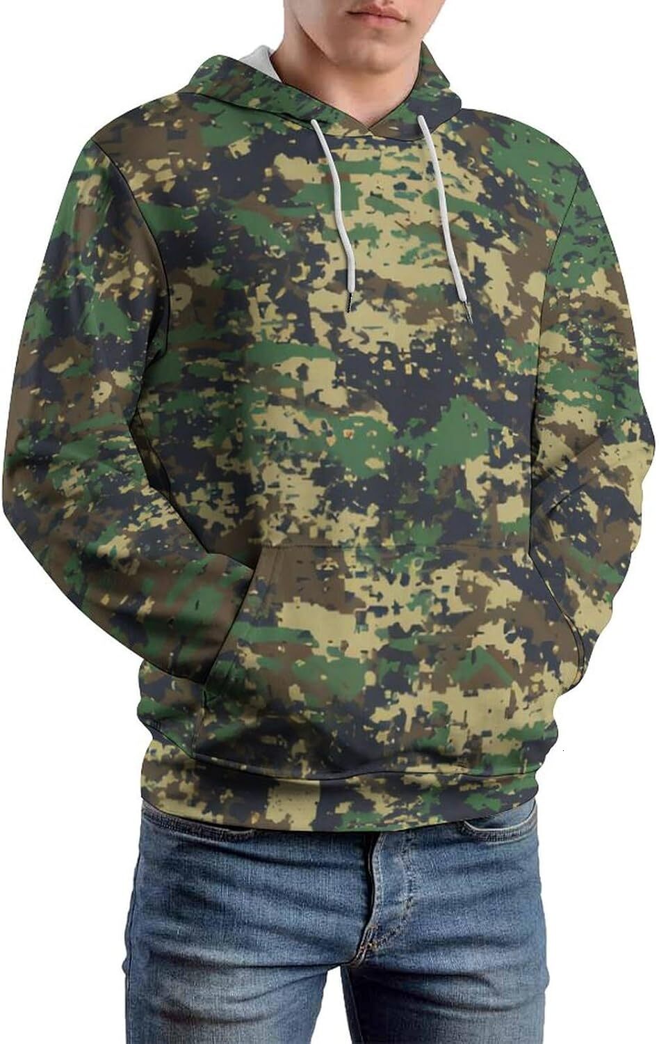 Hoodie for Mens Womens Mens Classic Camo Hoodies Outdoor Casual Camouflage Hooded Sweatshirt Graphic Pullover Long Sleeve cool