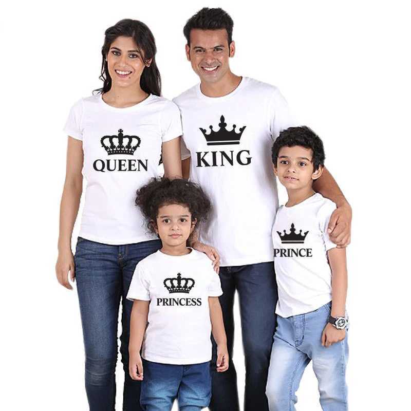 Family Matching Outfits Summer T Shirt Costume Matching Family King Queen Prince Princess Print Clothes For Parents And ChildrenXJ241008