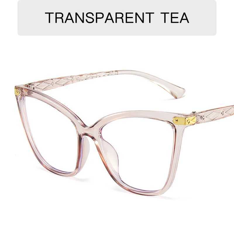 Retro Transparent Anti Blue Light Computer Blocking Glasses Frame Women Oversized Cat Eye Eyewear Optical Spectacle EyeglassX241008