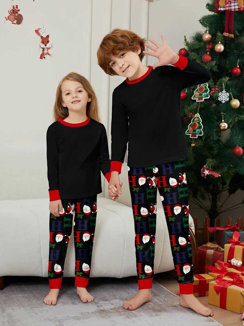 Christmas matching family pajamas Santa Claus cartoon Pjs adult childrens clothing set baby jumpsuit+dog suit W241008