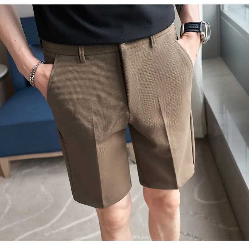 2024 New Trends Summer Solid Color Pocket Mens Zipper Folded Shorts Fashion Simple Edition Casual Knee Length Straight PantsW240713