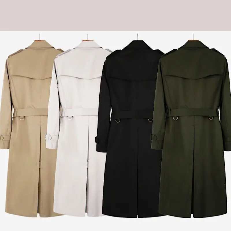 Spring Autumn Winter British Luxury Brand High Quality Mens Windbreaker khaki/black/dark blue plus size jacket W241007