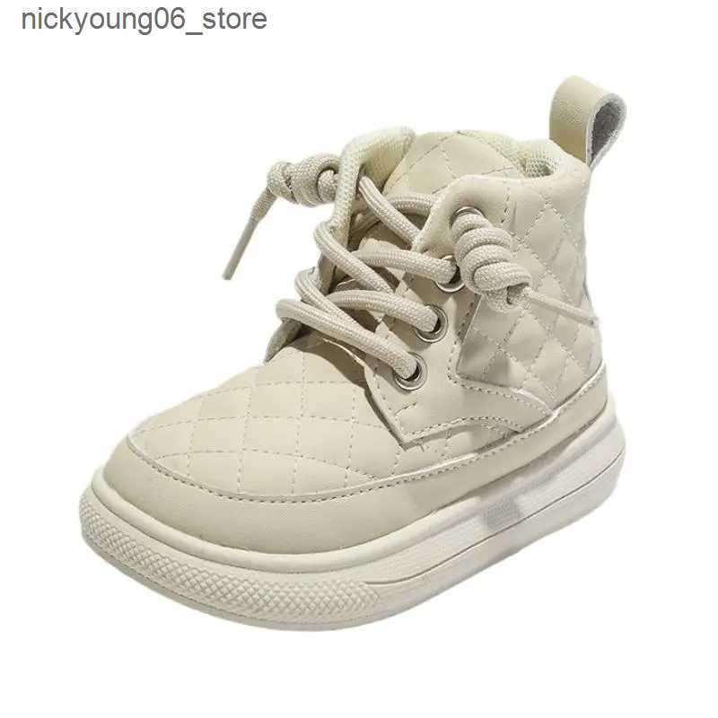 Boots 12-16cm Girls Boys Winter Sneakers Boots Warm Sewing Simple Retro Ankle Boots For Kids Woman Baby Solid Winter Walkers L240910