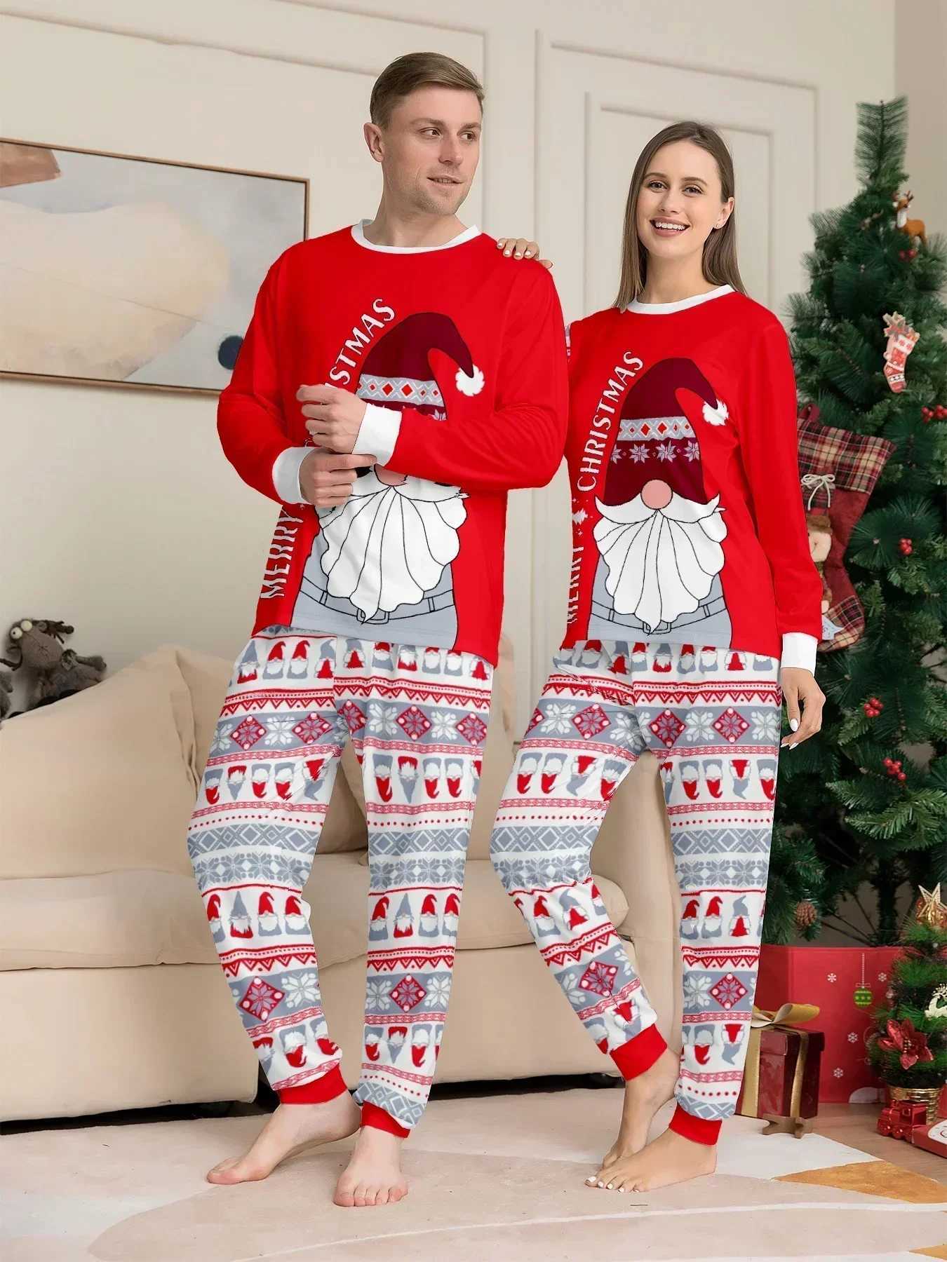 Merry Christmas Santa Claus printed parent-child matching pajamas set soft and cute boy and girl clothing set pajamas W241008