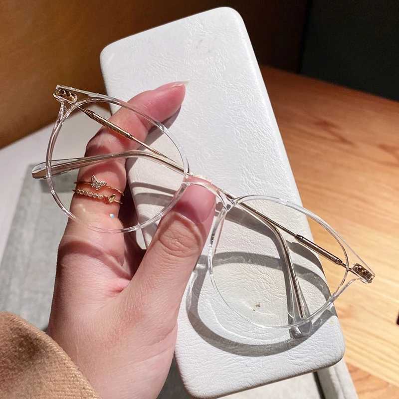 Retro Anti Blue Light Glasses Women Men Round Frame Computer Reading Eyewear Vintage Oversized Optical Spectacle EyeglassX241008