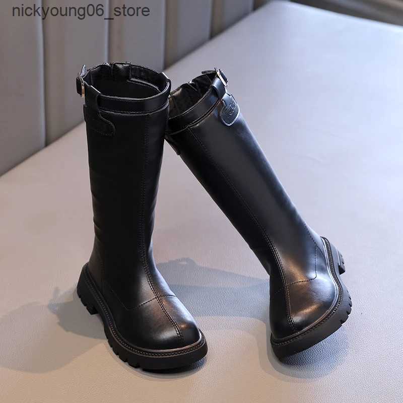 Boots Classic Childrens Winter Boots Black Simple Girls Cotton Boots Thick Bottom Round-toe Kids Fashion Boots Versatile Non-slip L240910