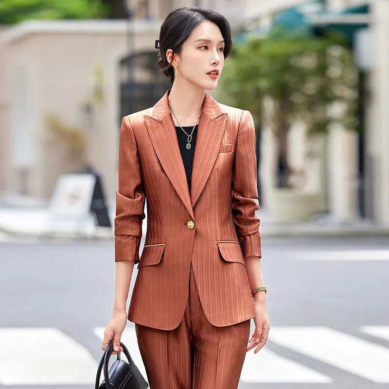 Fashion Spring and Autumn Womens Pants Set Womens Pants Womens Work Clothes Jacket and Trouser Form 2-piece Set 240927