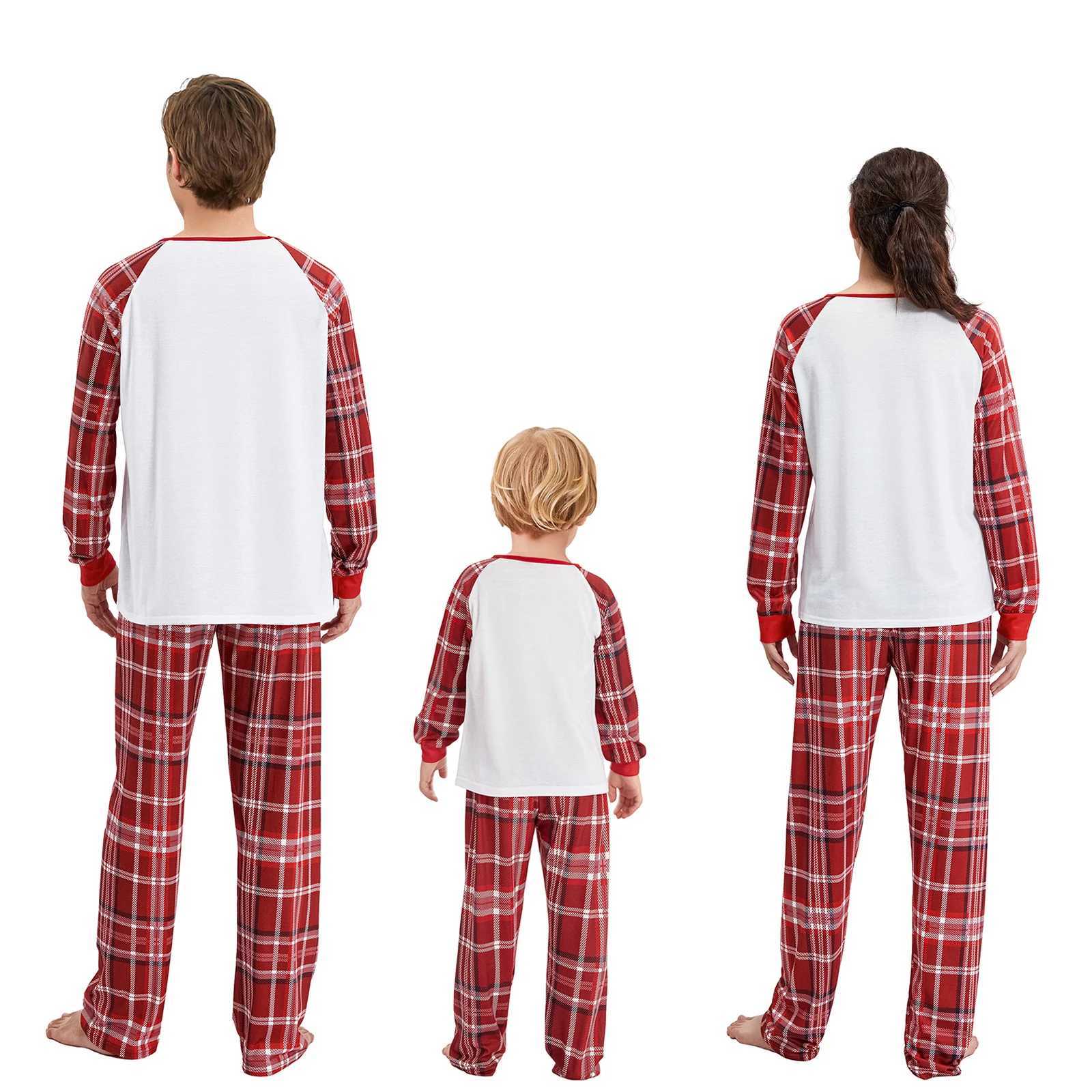 Family matching Christmas pajamas deer Santa Claus printed long sleeved top+checkered pattern Trouser pajamas set W241008