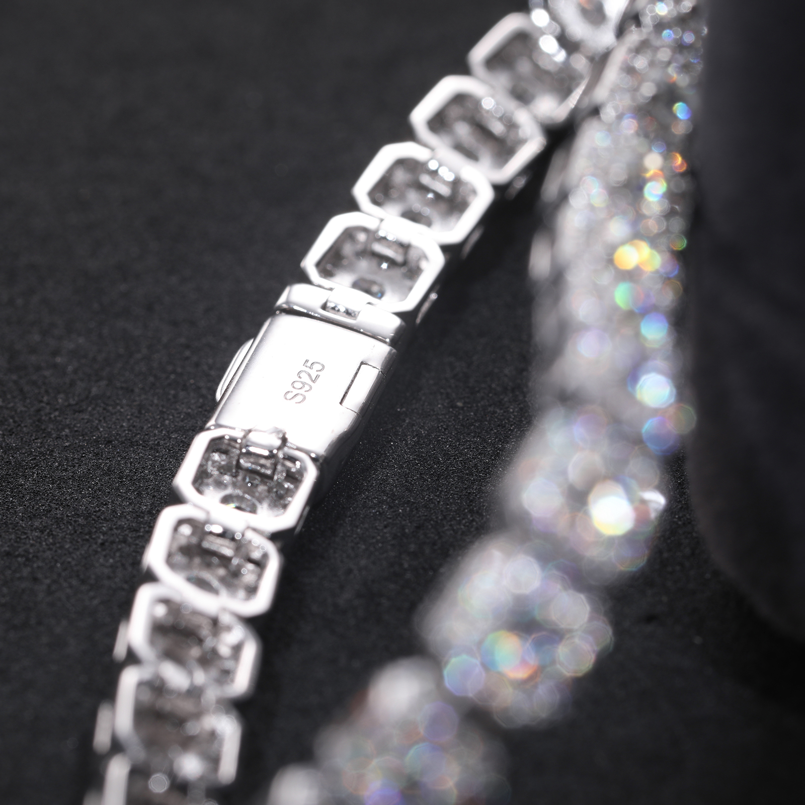 Sparkling 6mm Moissanite Halo Tennis Bracelet High Quality White Gold Non Fade 925 Sterling Silver Hip Hop Jewelry for Men