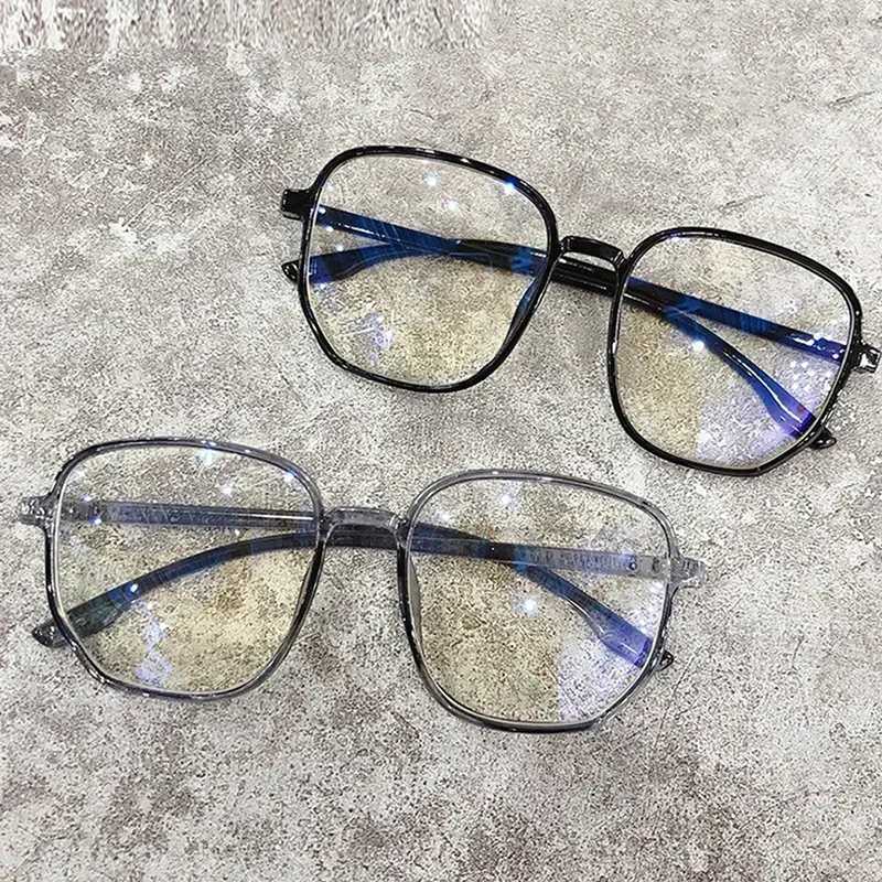 New Fashion Transparent Anti Blue Light Glasses Big Square Frame Women Men Computer Eye Production Plain Spectacles EyeglassesX241008