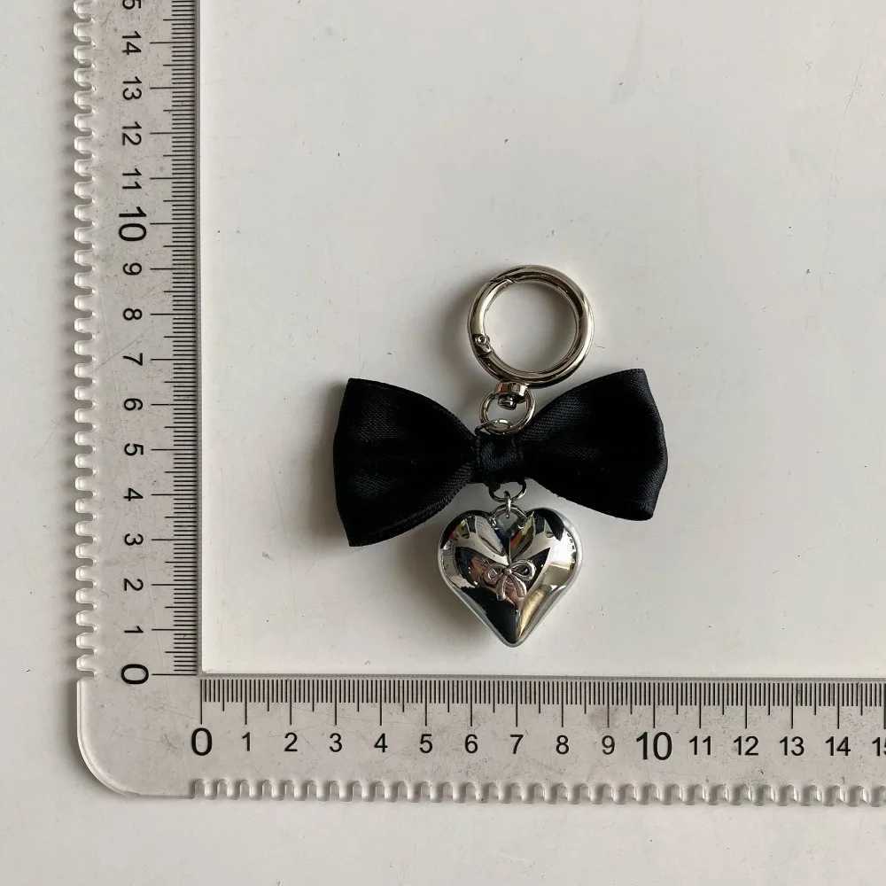 Simple Y2K Ribbon Bowknot Heart Pendant Keychain Sweet Cool Girls Phone Chain Charms Fashion Bag Decoration Accessories KeyringX241008