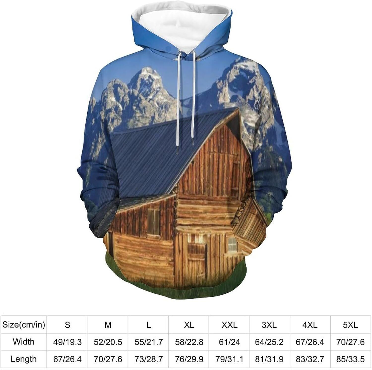 Hoodie for Mens Womens Mens Unisex Novelty Hoodies Moulton Barn and Teton Mountain in Grand Teton National Park Wyoming Graphic Hoodies sweatshirt