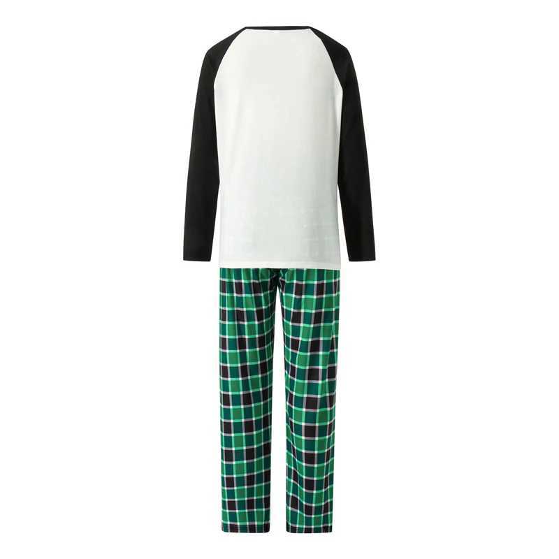 Family matching pajamas Christmas tree print long sleeved top and green flat bottomed pants pajamas adult and childrens clothing set W241008