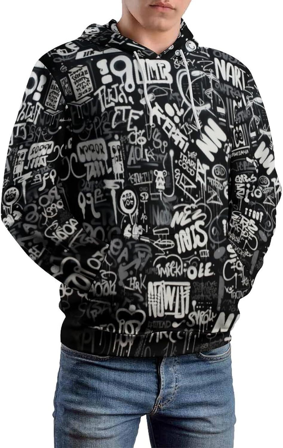 Hoodie for Mens Womens Unisex Novelty Graffiti Hoodies 3D Printed Cool Aesthetic Pullover Hoodie Pocket Graphic Hoodies sweatshirt Pullover Long Sleev