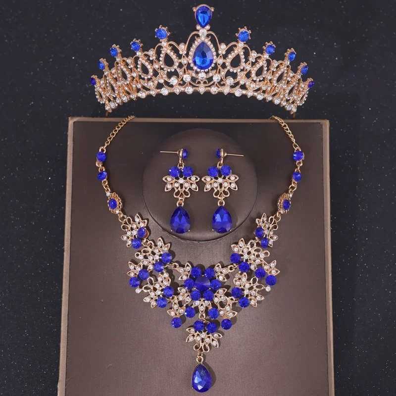 Luxury Crystal Crown Necklace Earring Set Water Diamond Bridal Jewelry Set Bridal Wedding Hair Accessories Jewelry Crown Headpiece Set W241007