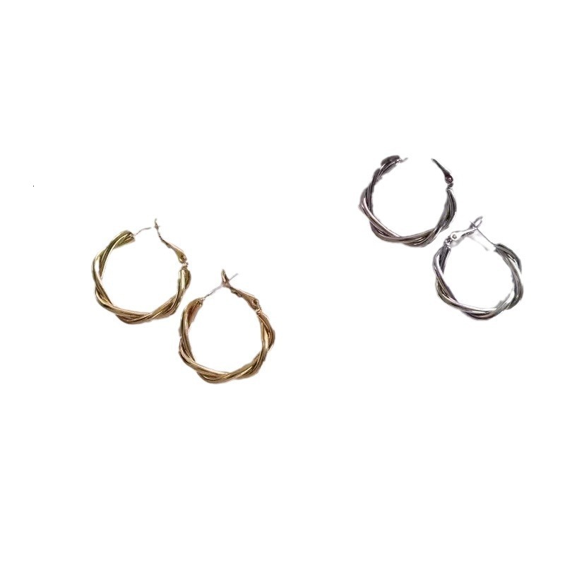 Women's Fried Dough Twists Anti Allergy 999 Small crowd Premium New Circle Earrings