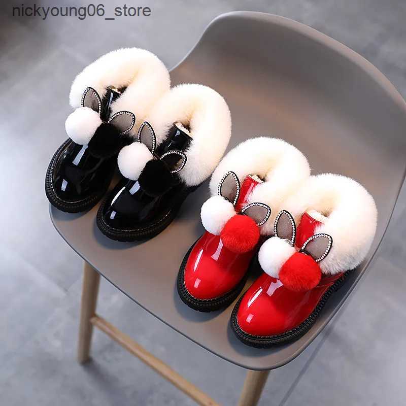 Boots Girl Boot Warm Plush Winter Shoe for Girl Kid Snow Boots Korean Version Cotton Boots Kid Shoe for Girl Ankle Boot Zapatos Nia L240910