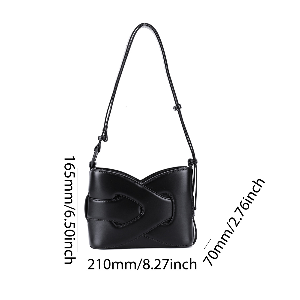 Intertwined Fashion Handbag PU Leather Chic Underarm With Adjustable Strap Trendy Crossbody Bag Solid Color Everyday Purse