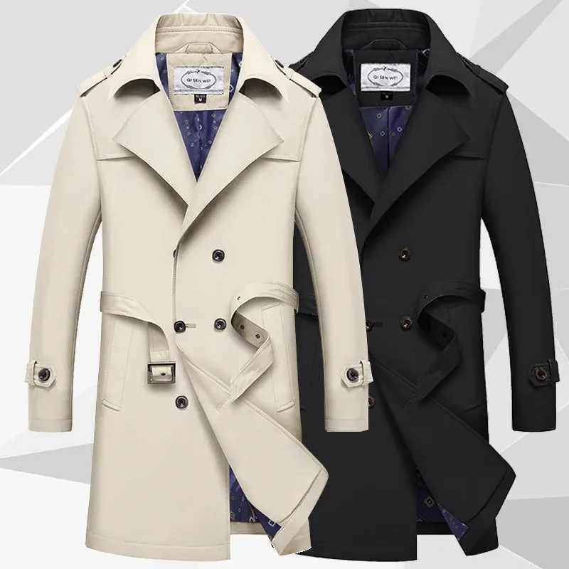 2023 autumn and winter mens windproof medium long solid color mens polo casual jacket mens fashion version jacket W241007