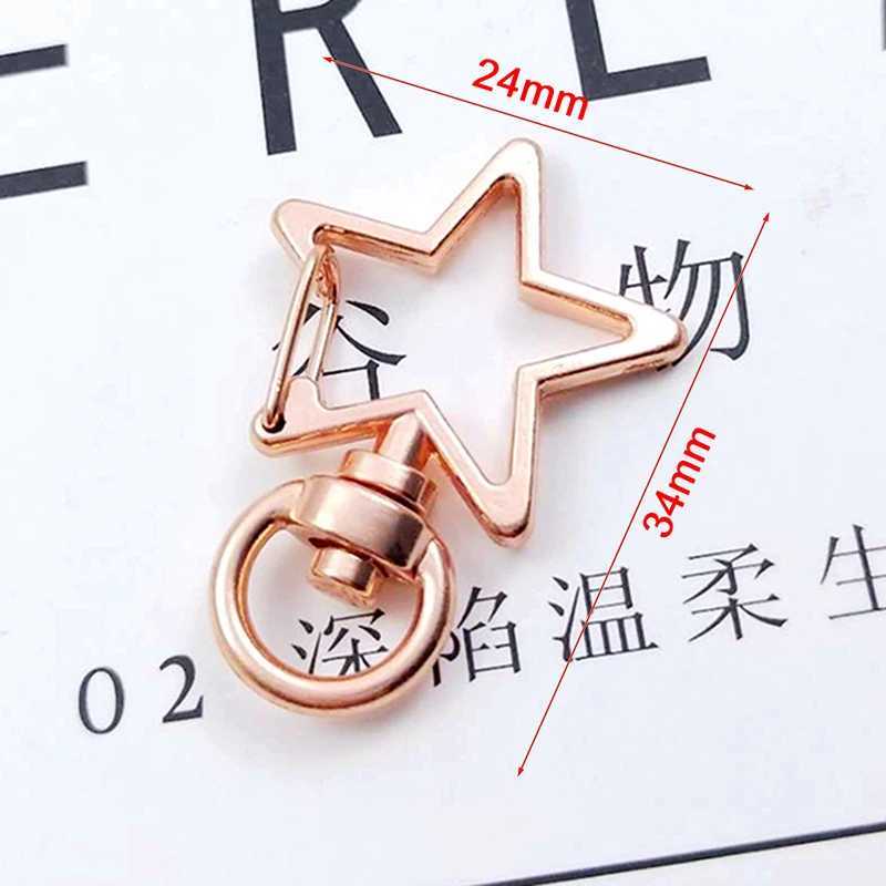 10pcs New Cute Star Pentagram Hollow Key Chain Key Ring Keychain DIY Accessories Lobster Clasp Jewelry Making FindingsX241008
