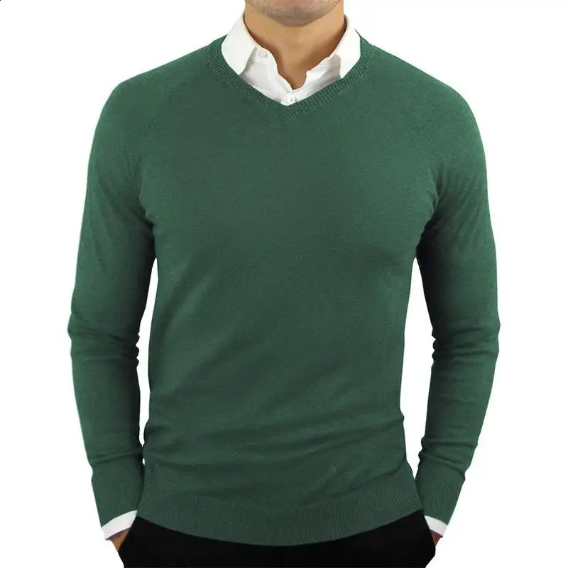 High Quality Fashion Woolen Knit Pullover V Neck Sweater Black for Men Autum Winter Casual Jumper Clothes 2Xl 240930