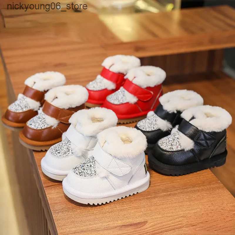 Boots Infant Baby Snow Boots Winter Toddler Boys Girls Warm Plush Ankle Boots Fashion Sequin Kids Shoe Soft Sole Non-Slip Cotton Shoes L240910