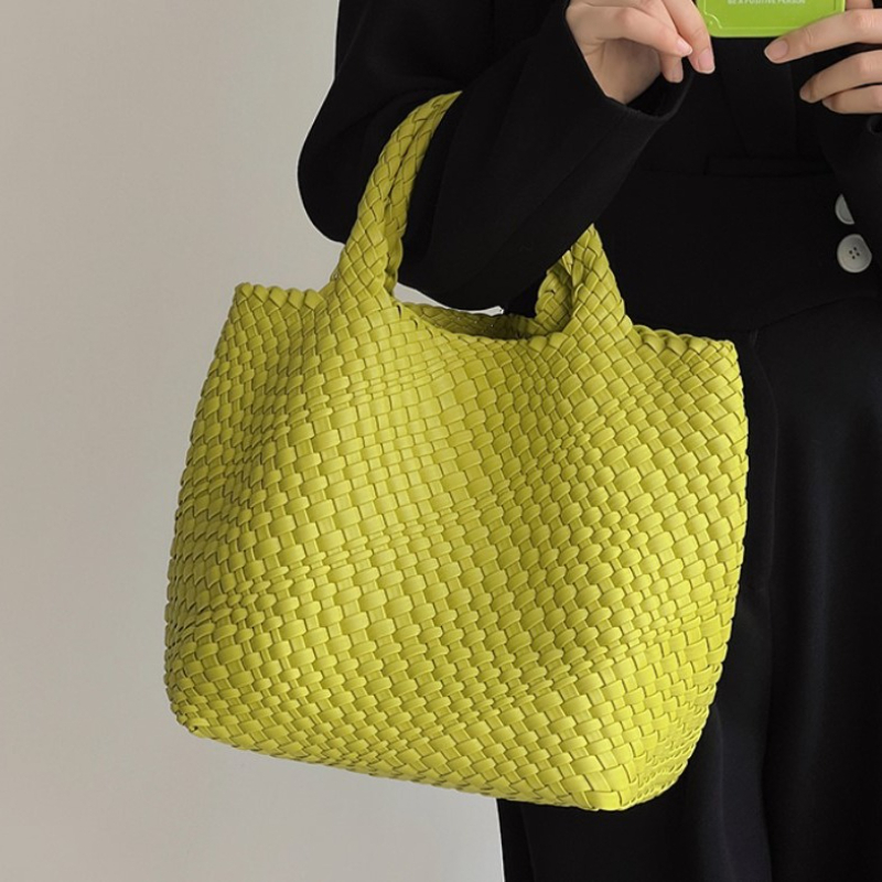 Fashion Versatile Solid Color Feminina Handbag Daily Large Capacity Shopping High Quality Casual Woven Tote Bag