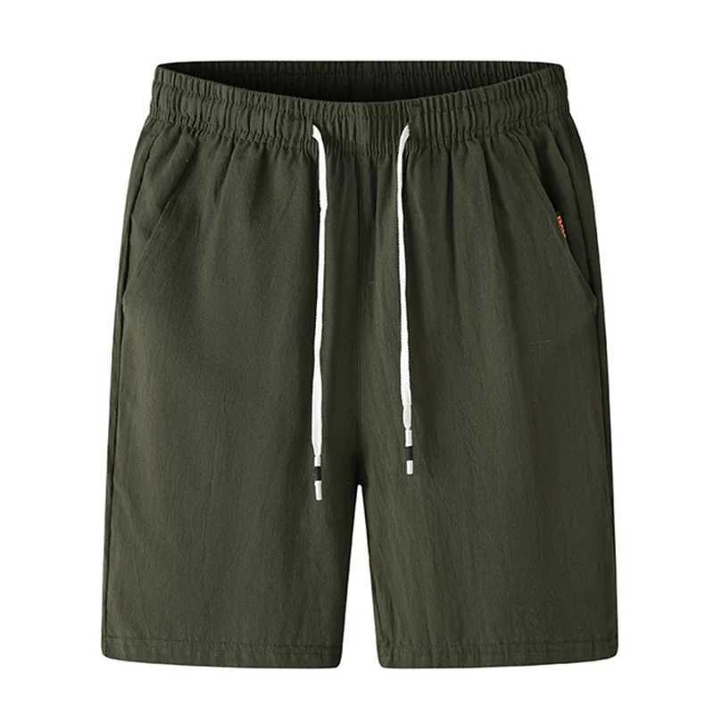 Summer linen shorts 2024 new mens casual shorts luggage fitness beach shorts mens breathable 100% pure cotton shortsW240713