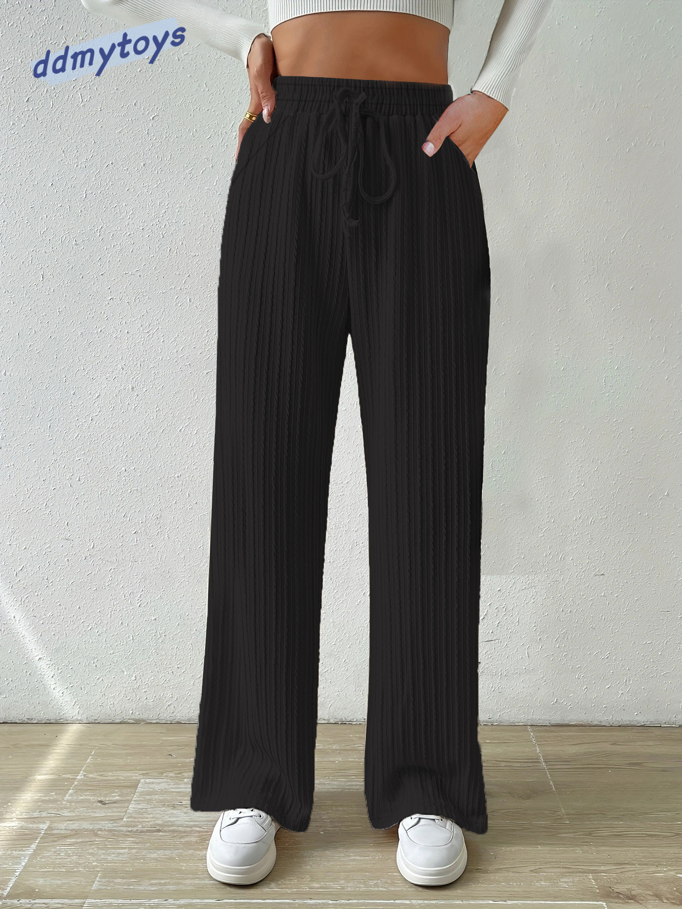 dongdumaoyi new solid color casual straight high waisted wide leg pants F1008#31