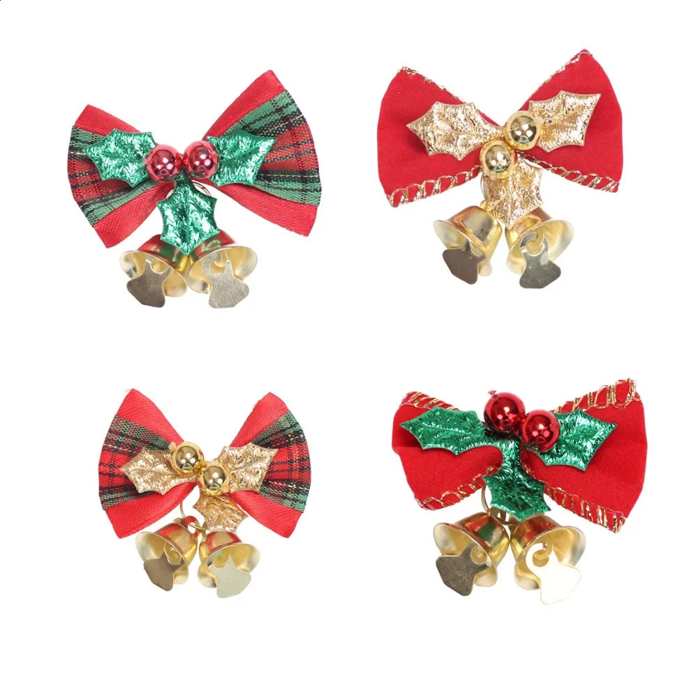 10pcs Mini Tree Decoration Gift Box Accessories Christmas Bow Bells 241008