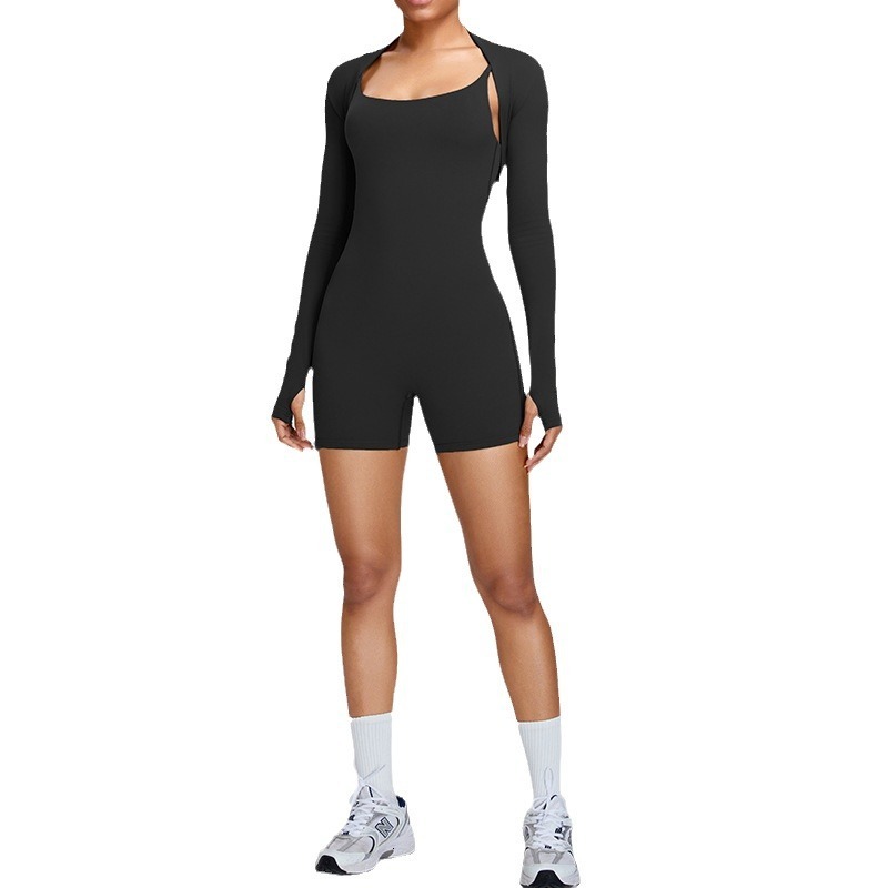 New nude yoga set for women's fashion sports shawl suspender jumpsuit fitness suit