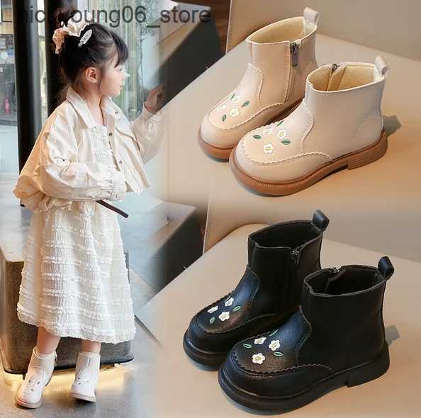 Boots Plush Kid Boot Autumn Warm Princess Boot Two Cotton Ankle Boot Fashion Leather Boots Small Medium-sized Kid Girl Boots Kid Shoes L240910