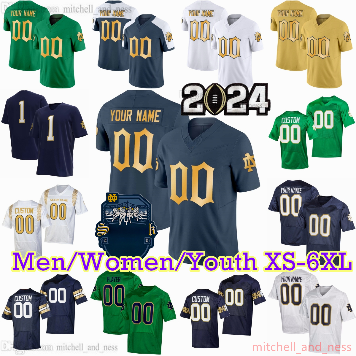 2024 Custom XS-6XL NCAA Notre Dame Fighting Irish Football Jersey 20 Benjamin Morrison 10 Sam Hartman Audric Estime Riley Leonard Jeremiyah Love Xavier Watts Clark