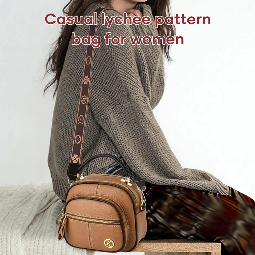 Retro zipper cross bag multilayer womens summer chain shoulder portable and durable handbag suitable for dailytravelparties 241008