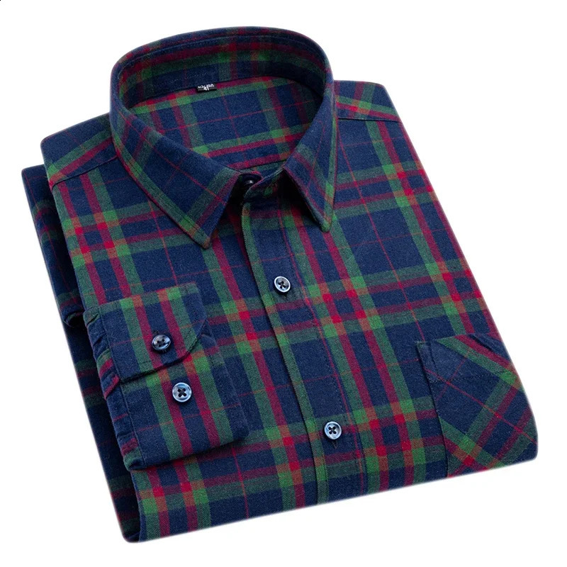 flannel plain weave mens shirt spring cotton easy to care for iron free long sleeved casual clothing business smart dress top 241007