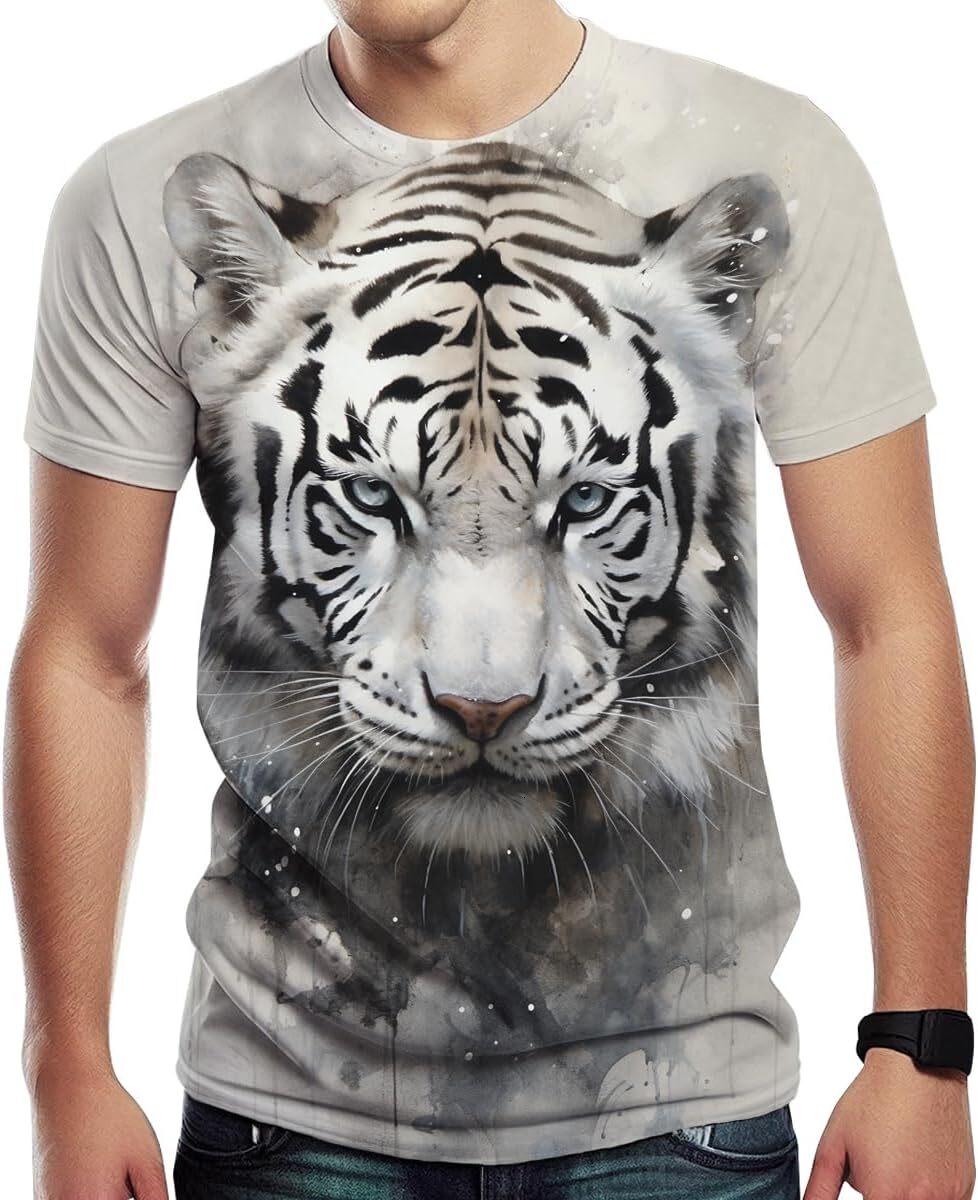 Mens T shirt Mens Tiger Roar Shirt Novelty Retro Hand Painted Watercolor Animal Pattern Summer Short Sleeve Tees Tops shirts tshirt graphic tee Casual