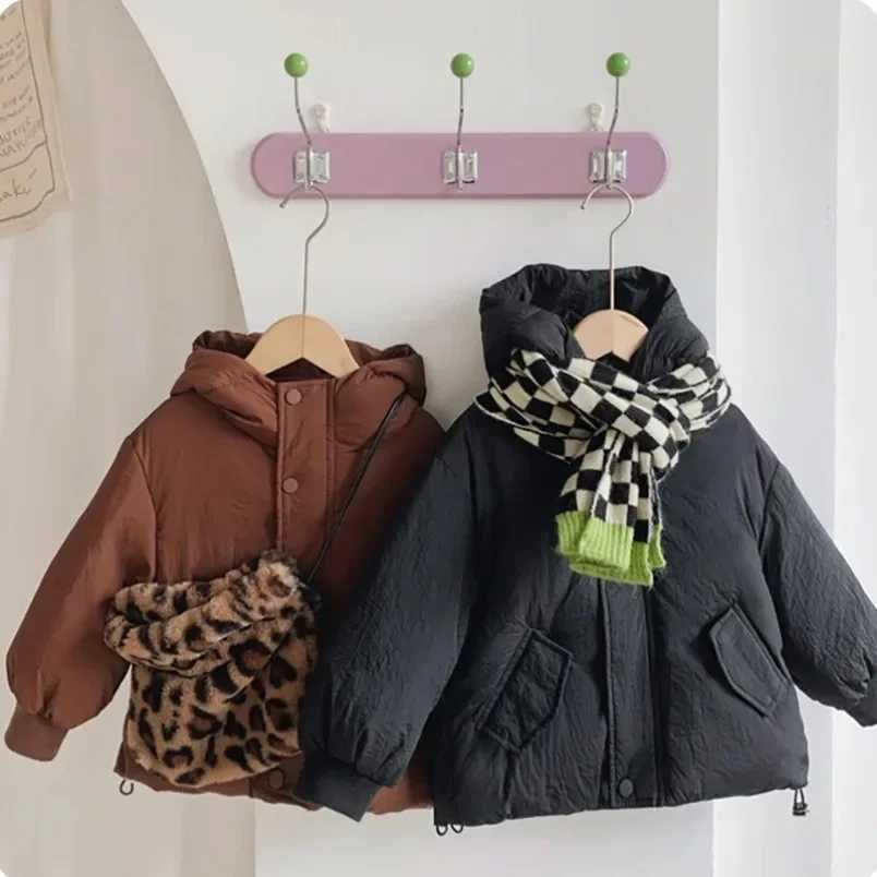 2024 Childrens Down Jacket Winter New Childrens Clothing Korean Edition Boys Loose Solid Color Thick Coat Girls Warm Coat Y241008