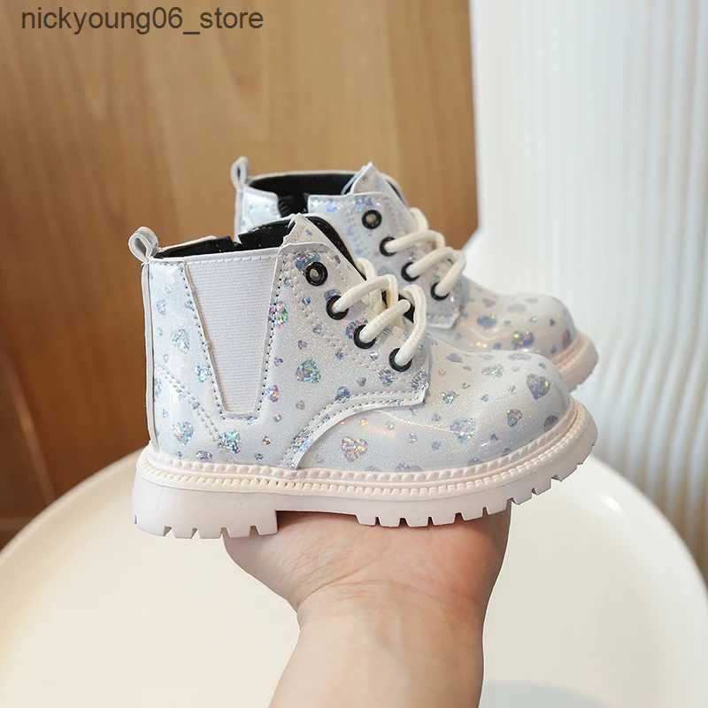 Boots Children Patent Leather Ankle Shoes Toddler Girls Square Heels Chelsea Boots Kids Casual White Leather Shoes 3-6Y Autumn Fashion L240910