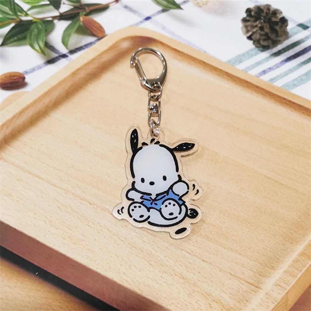 Kawaii Lovely Pochacco Keychain Cartoon Puppy Key Ring Couple Bag Figure Ornament Girl Accessories Car Pendant Childrens GiftX241008