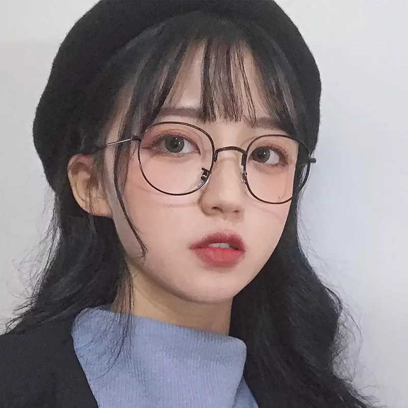New fashion simple unisex round Plain glasses for men women Metal frame glasses for wedding party eyeglassesX241008
