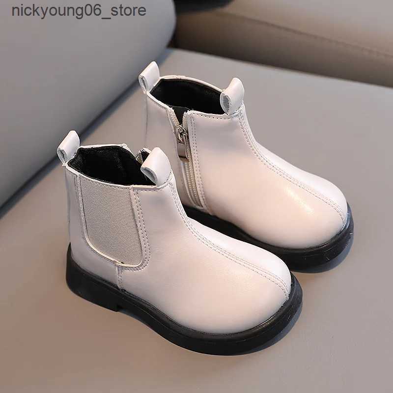 Boots New Fashion Childrens Boots for Boys Britain Style Black Beige Boots Girls Short Boot Kid Chelsea Boots Non-slip Britain Style L240910