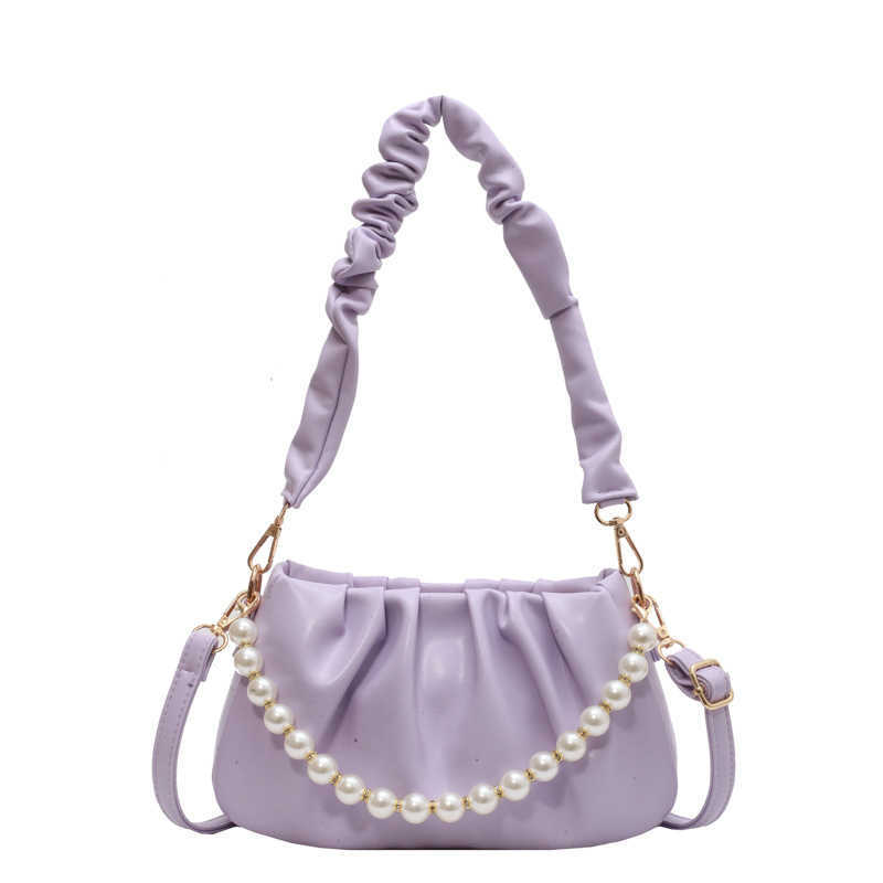 CMM Spring and Summer New Pleated Pearl Chain Bag Trendy and Fashion Womens Handbag Underarm Bag Casual and Versatile Womens Bag Cloud Bag