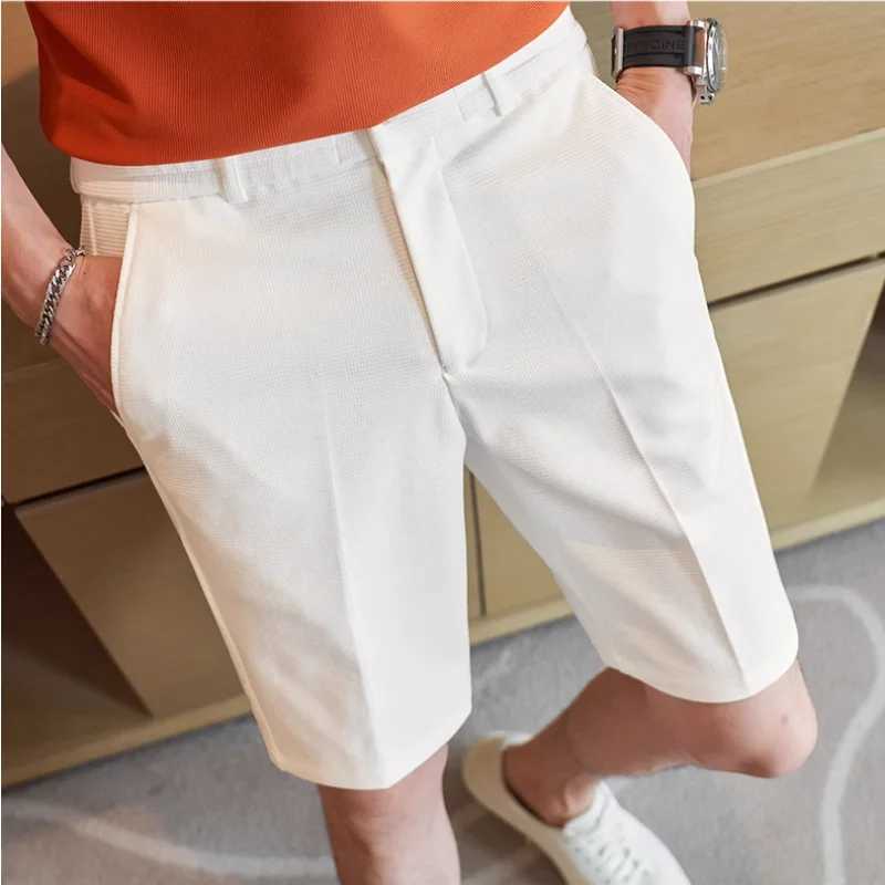 2024 New Trends Summer Solid Color Pocket Mens Zipper Folded Shorts Fashion Simple Edition Casual Knee Length Straight PantsW240713