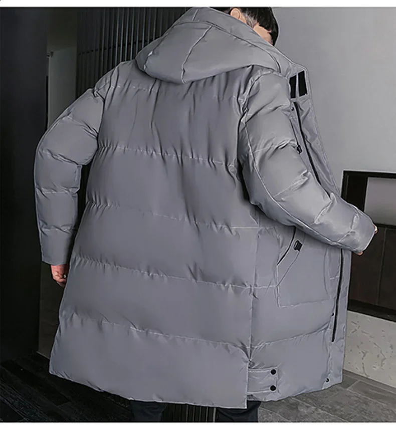 Mens high-quality hooded jacket loose black fashionable winter jacket mens clothing Parka mens thick warm long jacket 241007