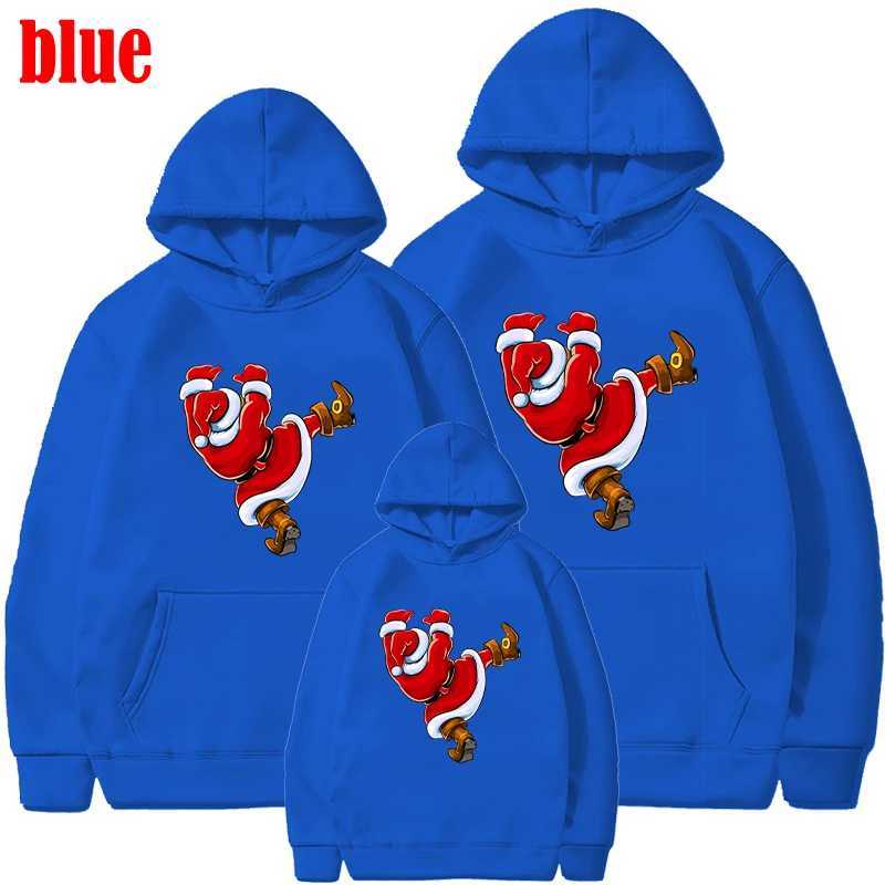 Fashionable Santa Claus Climbing Wall Printed Red Hoodie Sports Hoodie Sweater Autumn Winter Fun Shirt Family Matching Set W241008