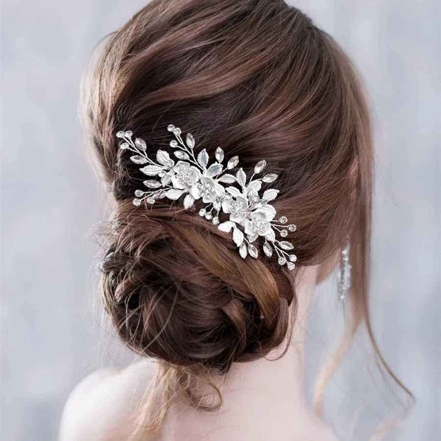 High quality retro rose gold and silver wedding accessories bridal headpiece sparkling crystal hair comb elegant womens banquet W241007