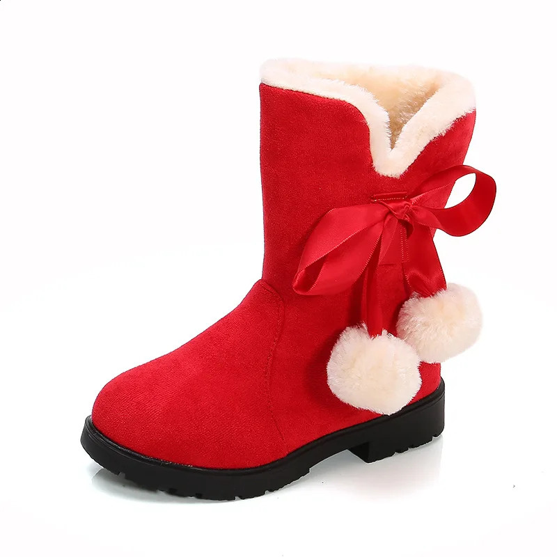 Girls snow boots for winter warm and plush childrens boots cute princess sweet bow knot balloon stockings childrens winter boots 27-38 240925